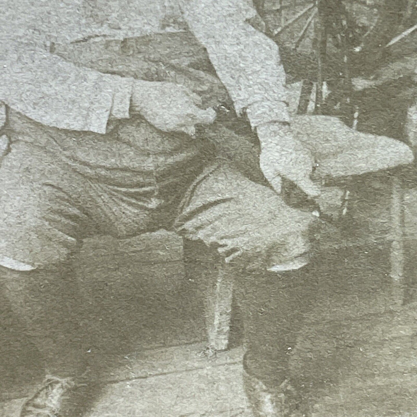 Antique 1892 Man Makes Crude Joke With Stuffed Sock Stereoview Photo Card P1254