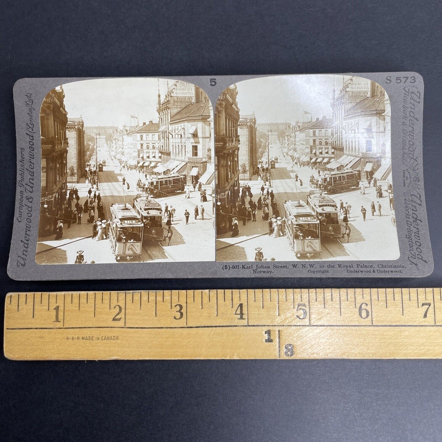 Antique 1908 Karl Johan Street Oslo Norway Stereoview Photo Card P939