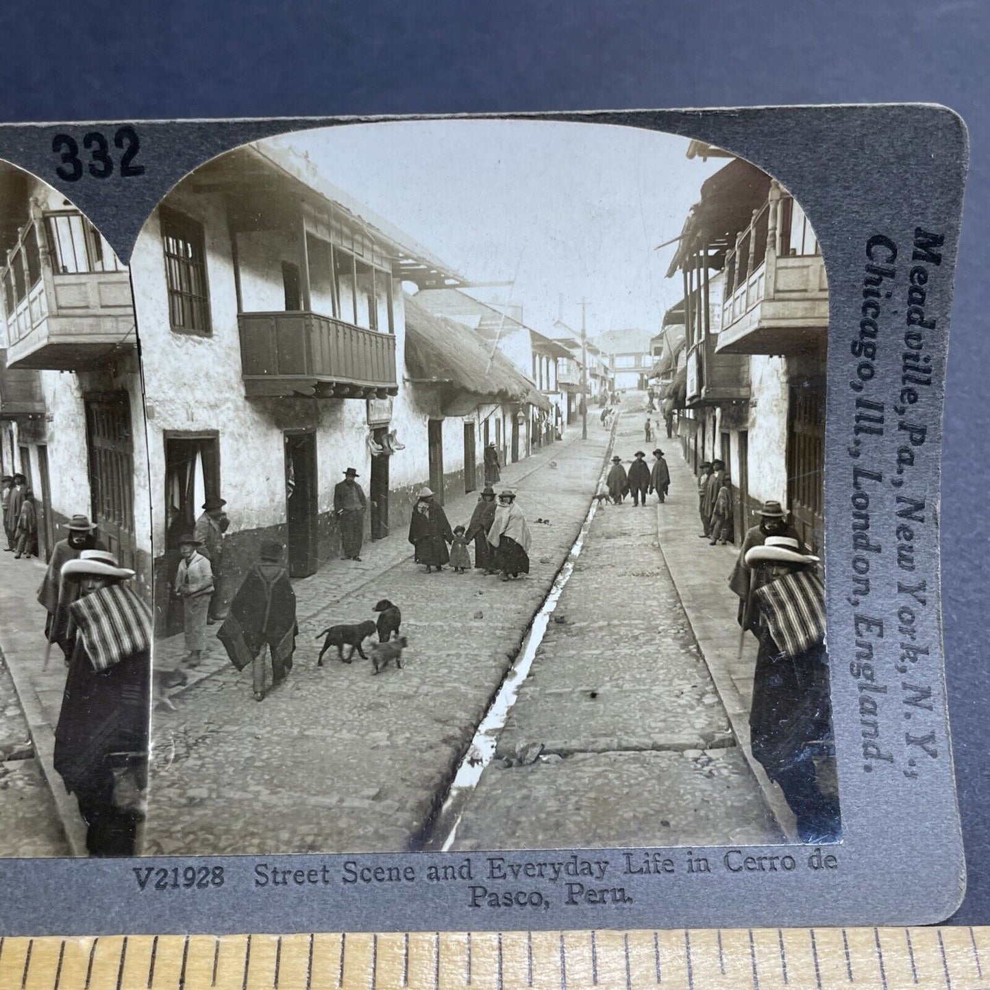 Antique 1920s City Of Cerro De Pasco Peru Andes Stereoview Photo Card P2040