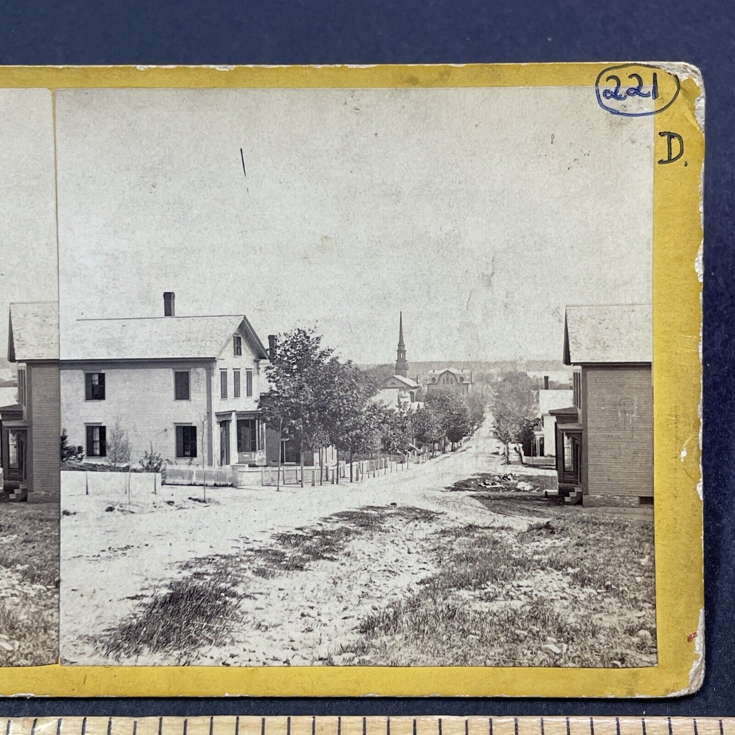 Antique 1870s Concord New Hampshire School Street Stereoview Photo Card V1960