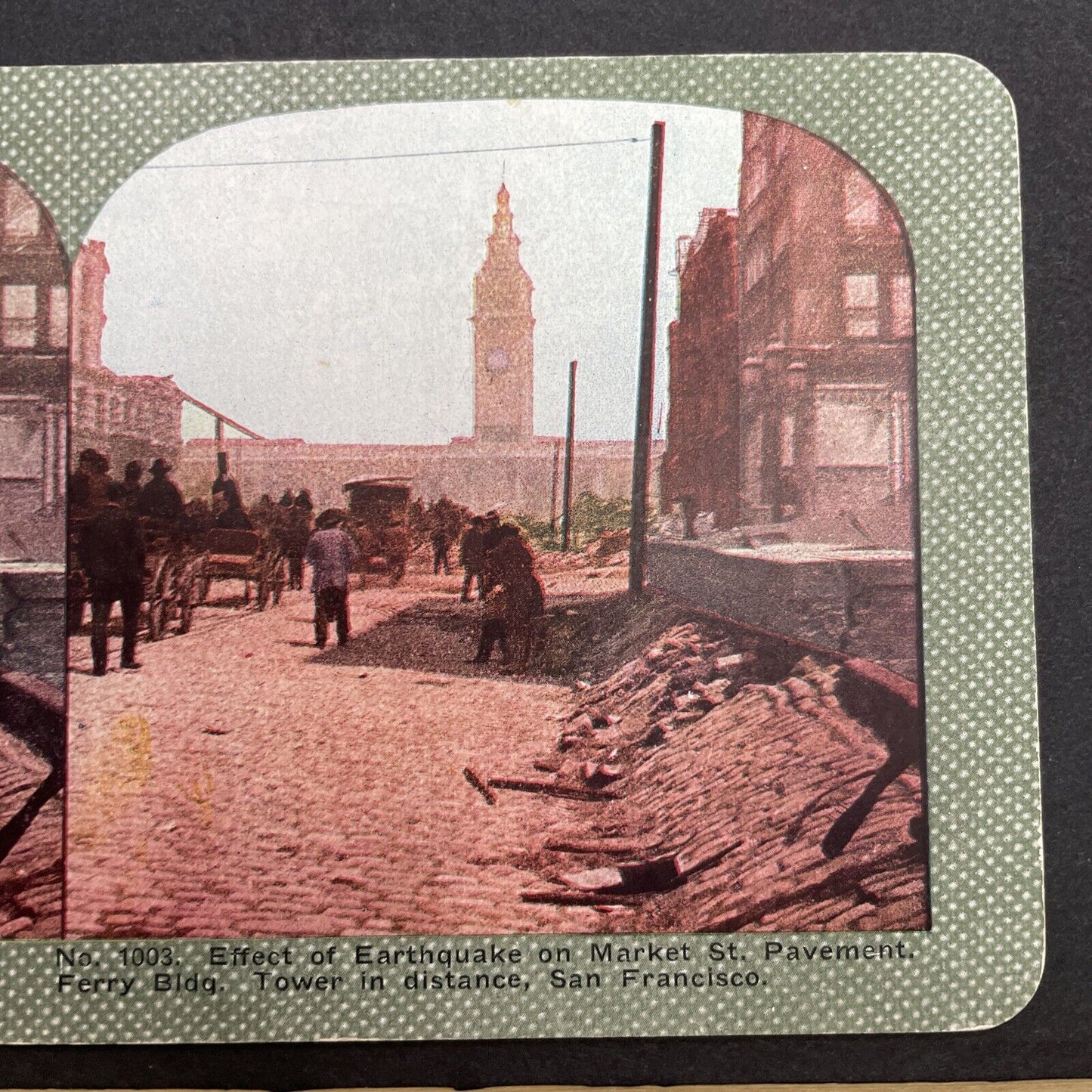 Antique 1910s San Francisco Earthquake Market St Stereoview Photo Card 2300-03