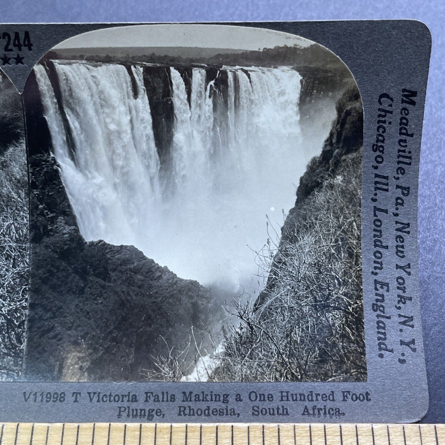 Antique 1910s Victoria Falls Zimbabwe Africa Stereoview Photo Card V2890