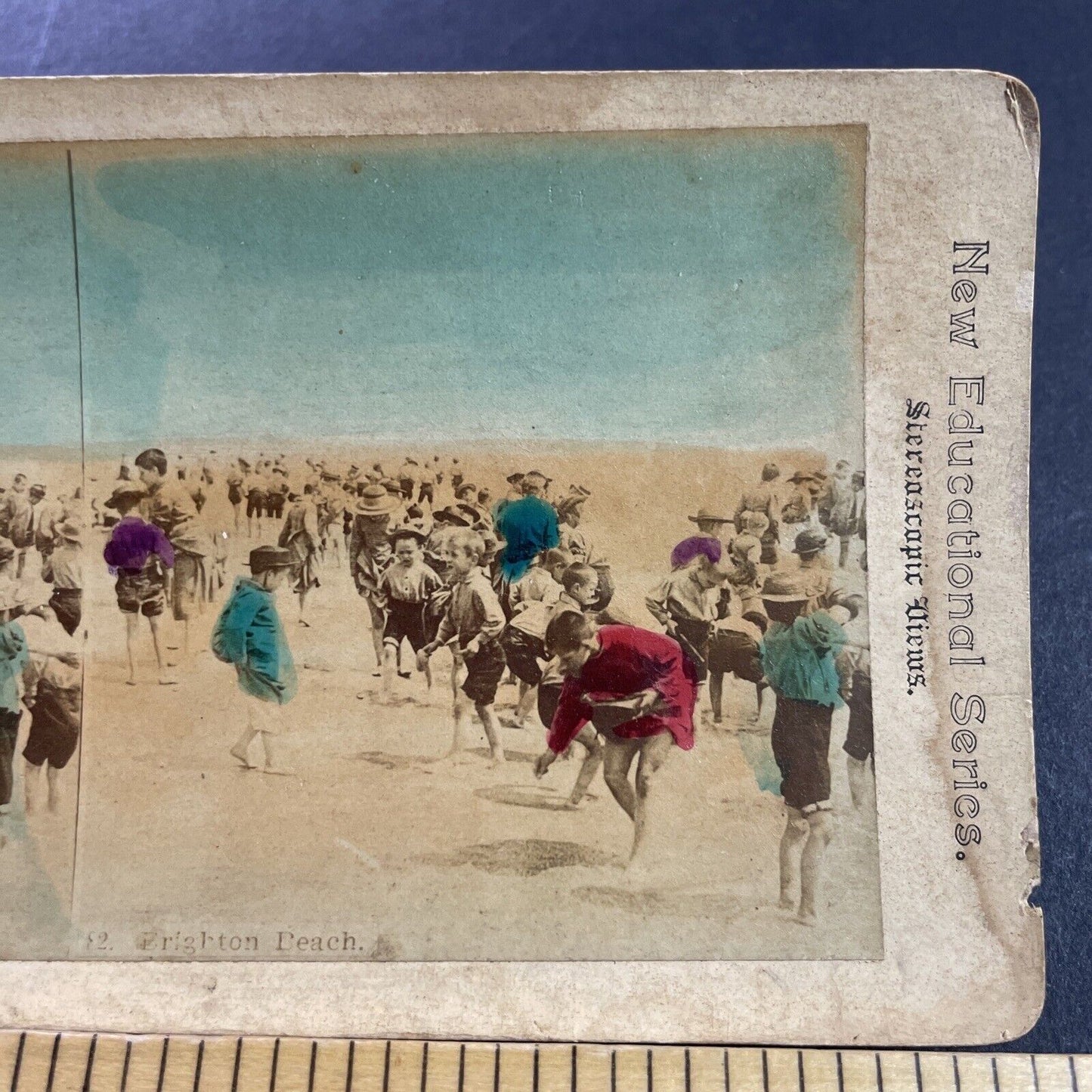 Antique 1870s Children At Brighton Beach England Stereoview Photo Card P4057