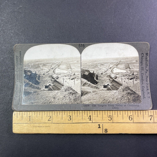 Railroad Construction in Zhenjiang China Stereoview Antique c1909 X2724