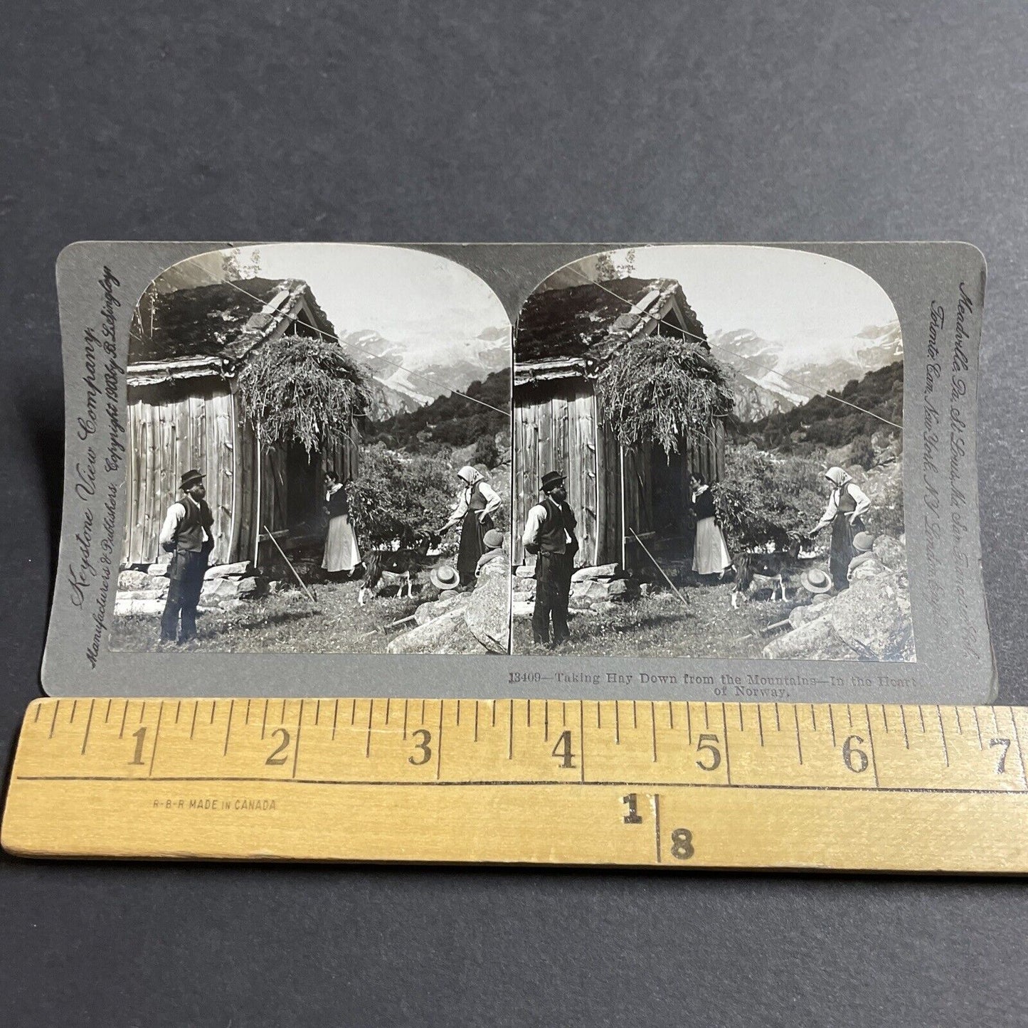 Antique 1903 A Mountain Zip Line Zipline Norway Stereoview Photo Card P5107