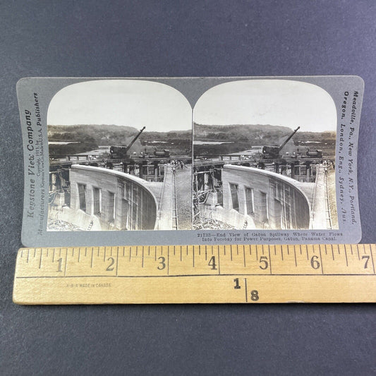 Gatun Lake Spillway Construction Panama Canal Stereoview Antique c1913 Y2821