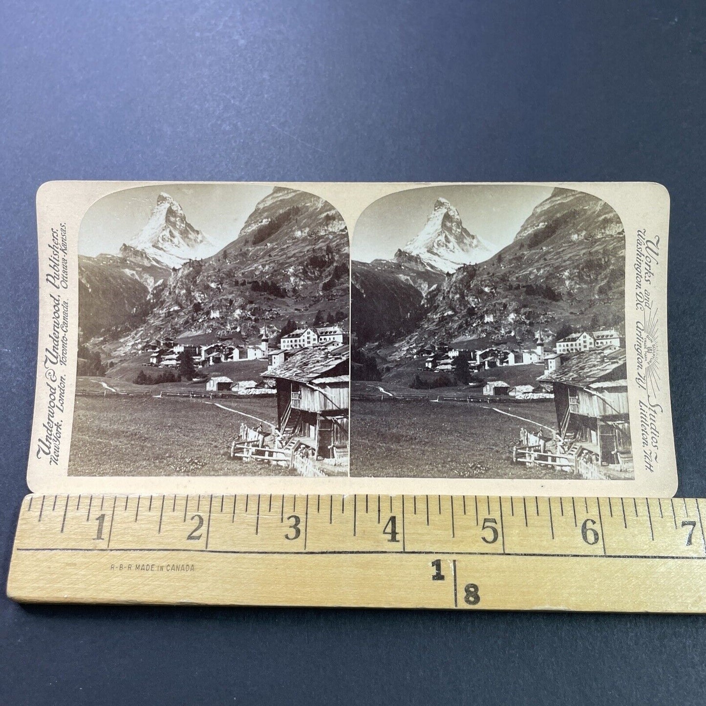 Antique 1890s Zermatt Matterhorn Switzerland Stereoview Photo Card P3900