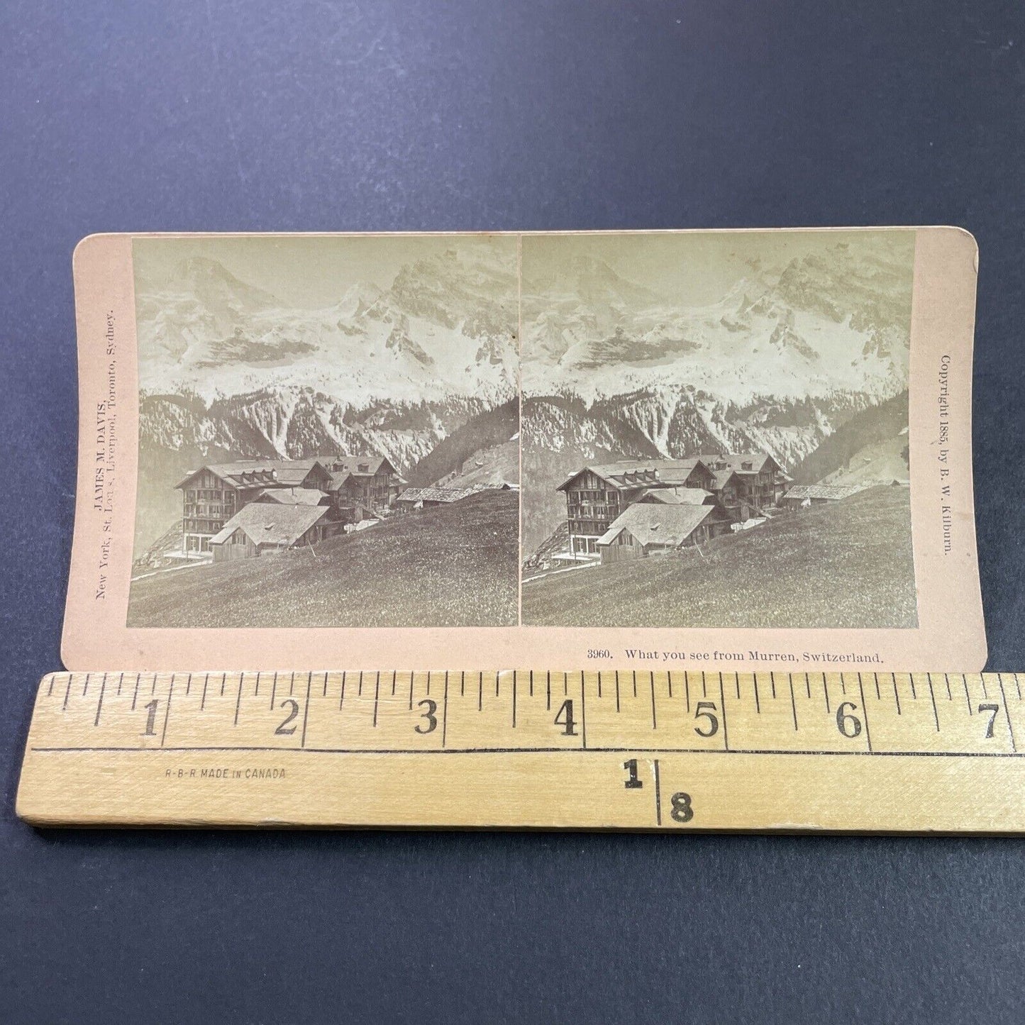 Antique 1885 Murren Switzerland Swiss Hotel Stereoview Photo Card P3939