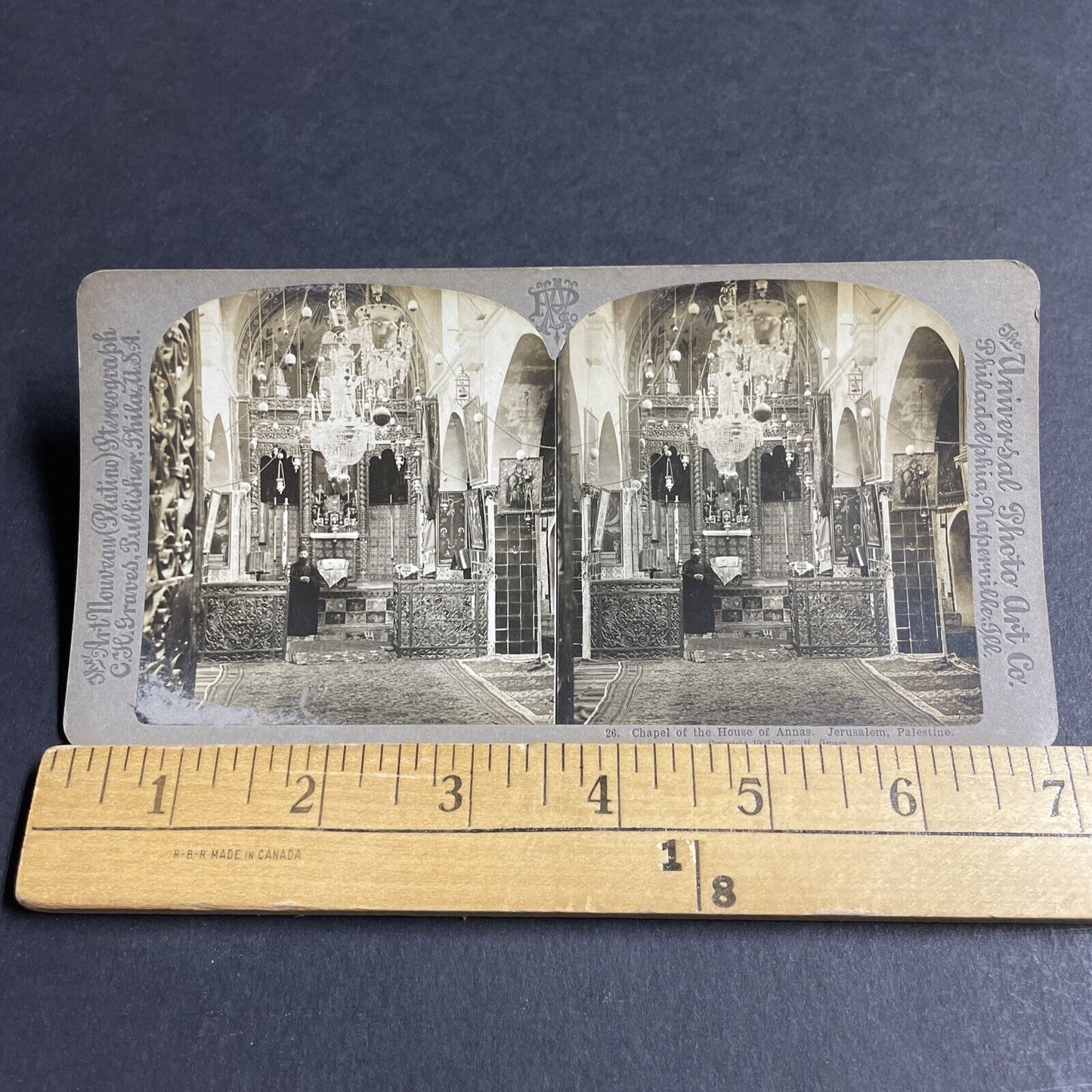 Antique 1903 Jewish Rabbi Jerusalem Church Stereoview Photo Card P4369