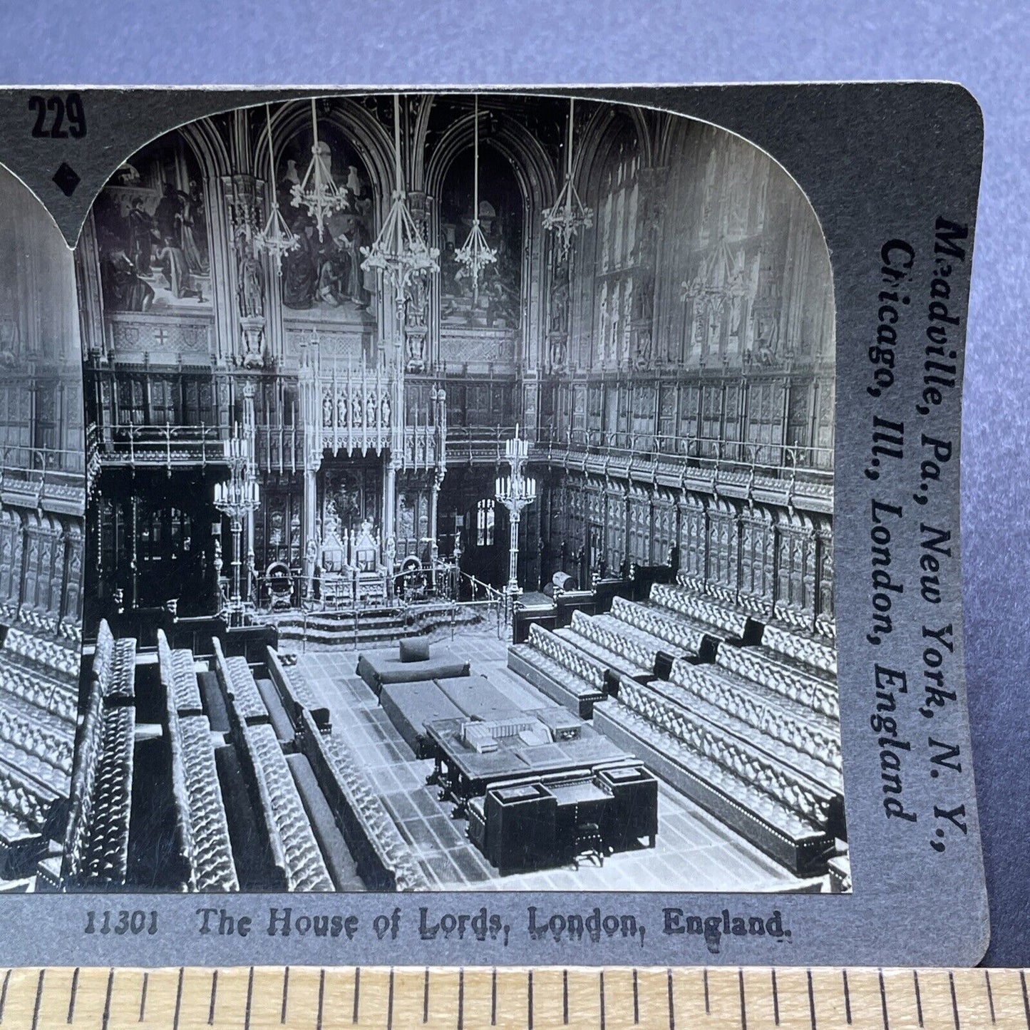 Antique 1920s The House Of Lords London England Stereoview Photo Card V2956