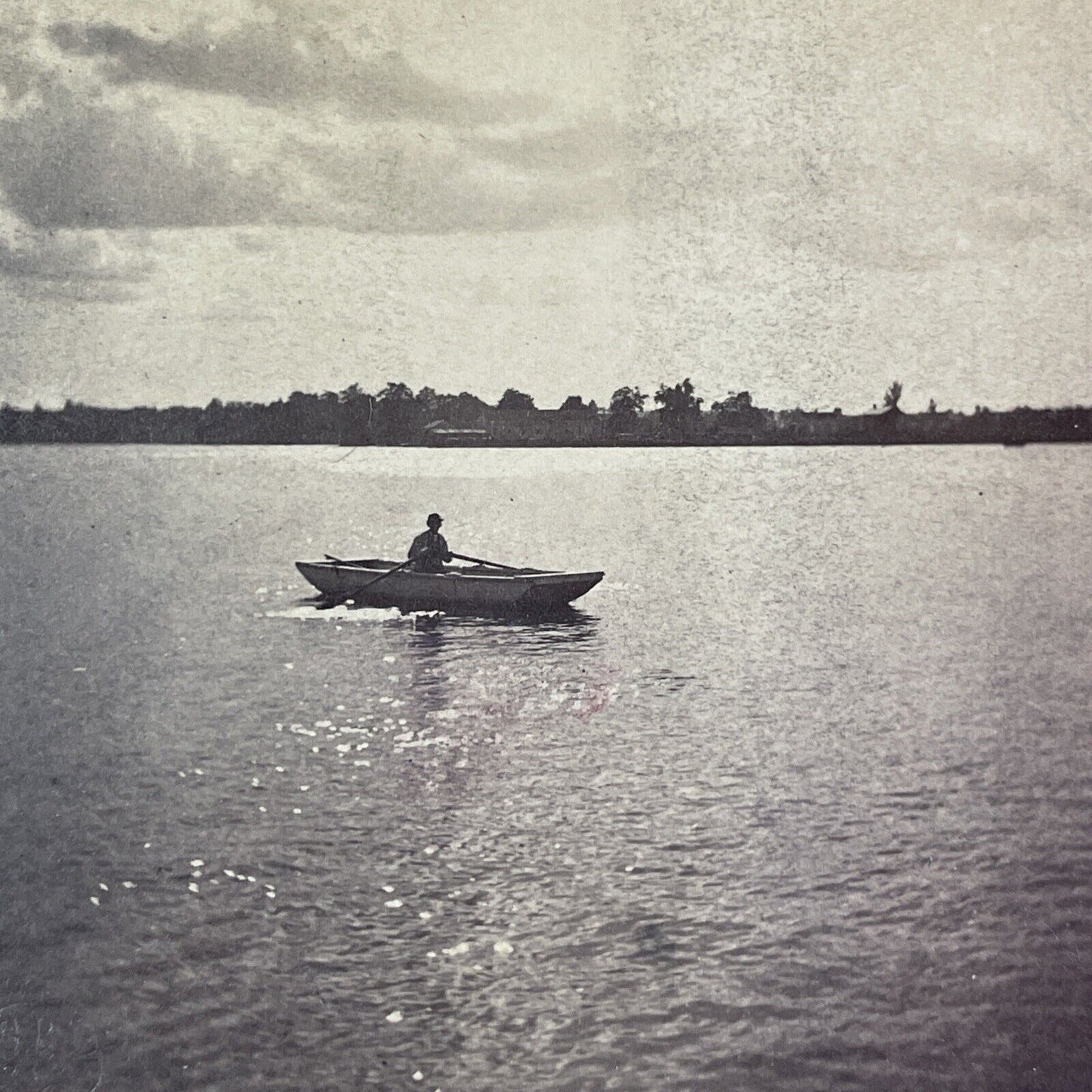 Rowboat Near Navy Island Chippawa Ontario Stereoview C. Bierstadt c1870s Y2126