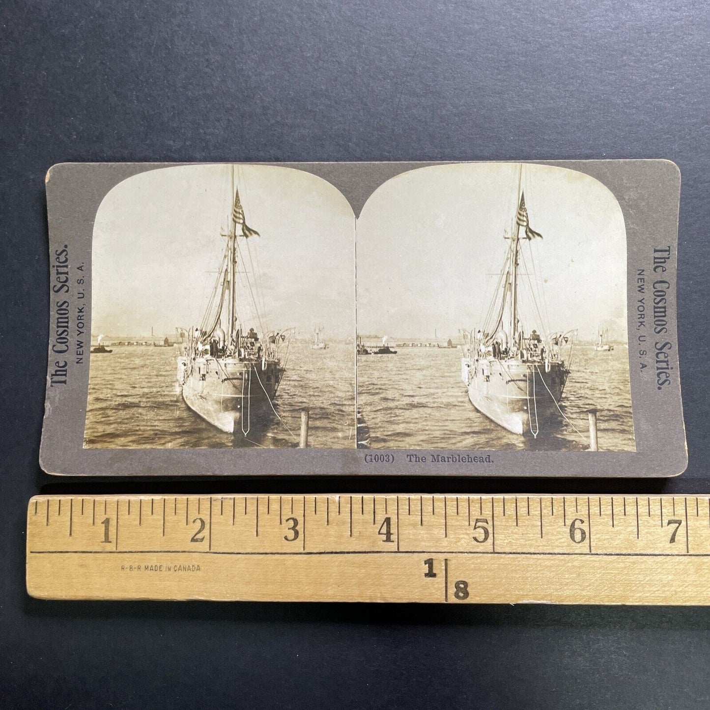 Antique 1898 Marblehead Massachusetts Harbor Stereoview Photo Card P1286