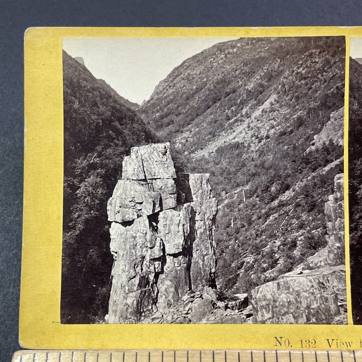 Antique 1866 Rock Column Dixville Notch NH Stereoview Photo Card V1987