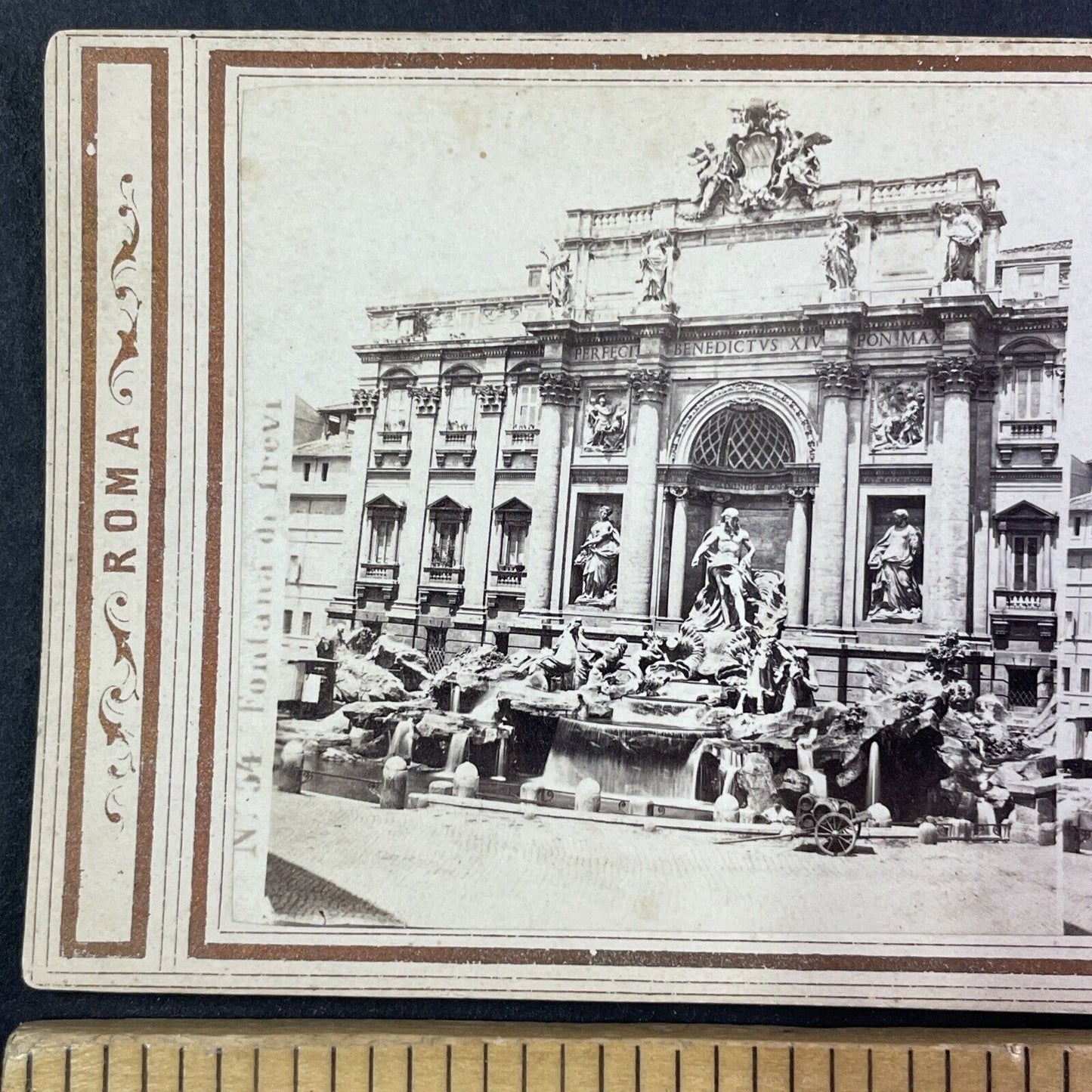 Trevi Fountain Rome Italy Stereoview Sommer & Behles Antique c1865 Y1420