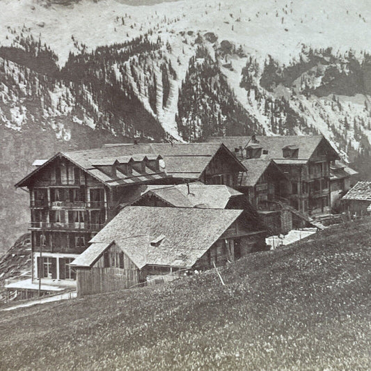 Antique 1885 Murren Switzerland Swiss Hotel Stereoview Photo Card P3939