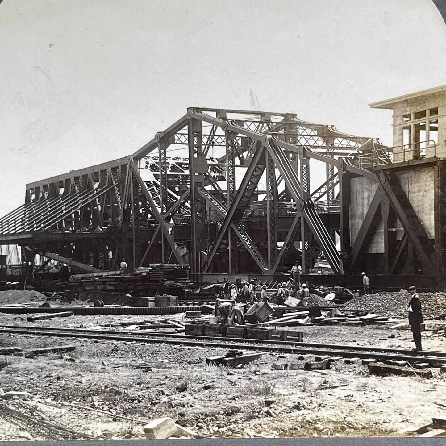 Panama Emergency Dam in Gatun Stereoview Antique c1913 Y2817