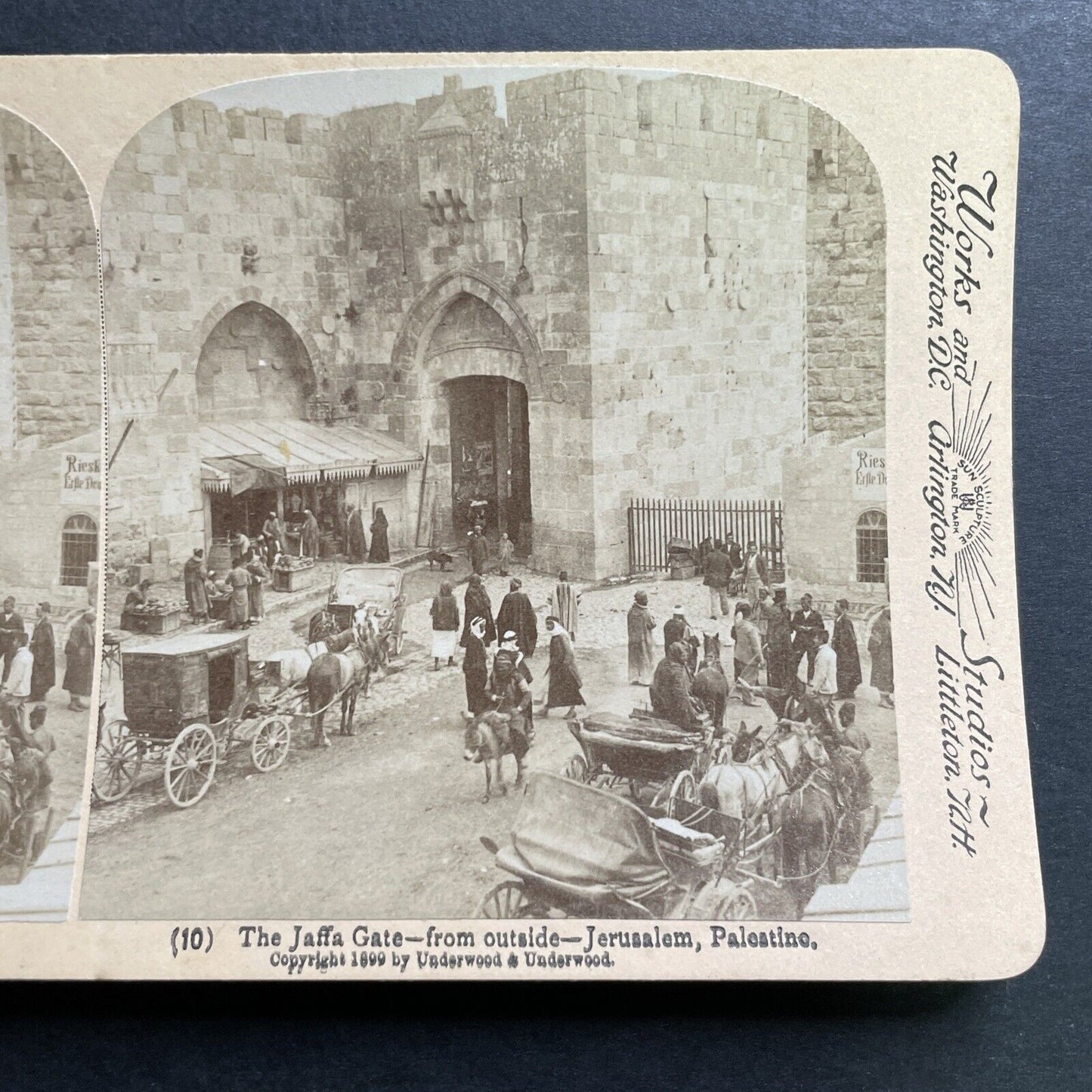 Antique 1899 Jaffa Gate Jerusalem Israel Palestine Stereoview Photo Card P1374