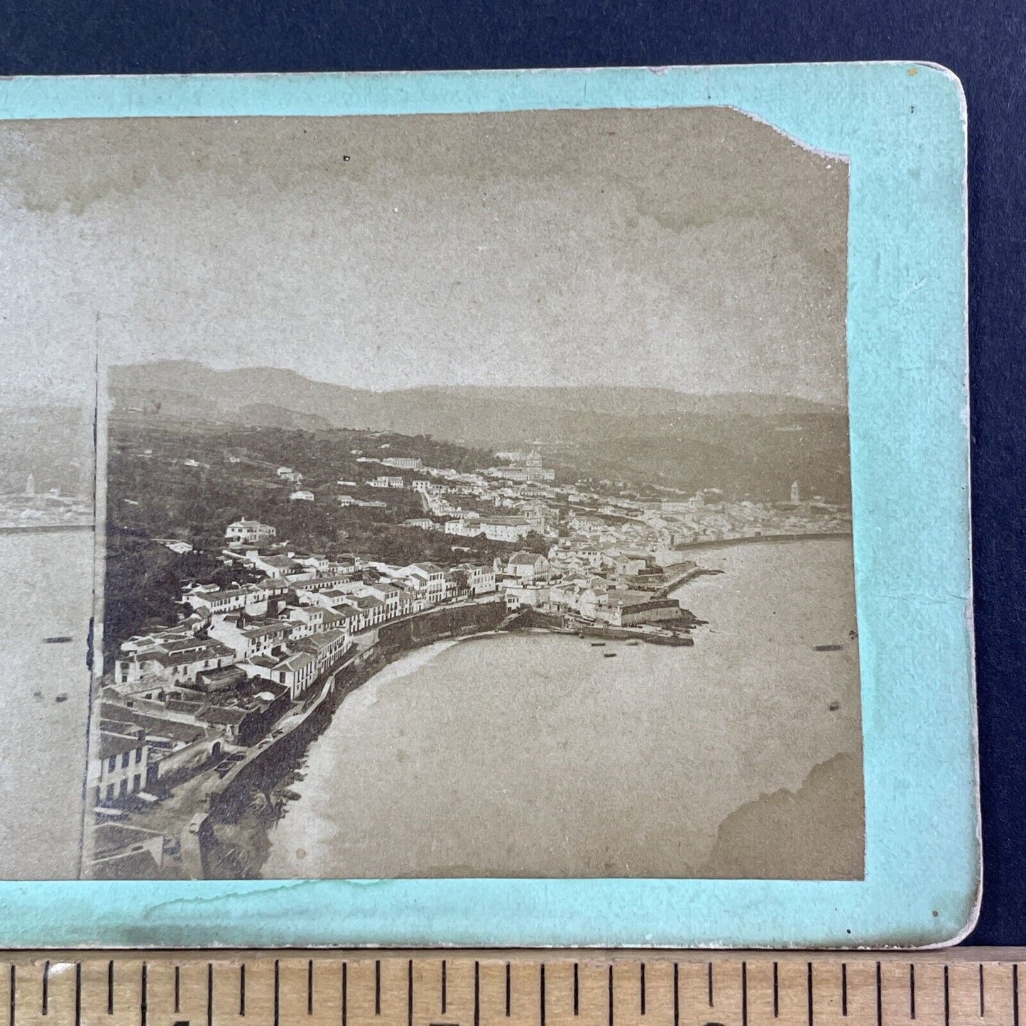 Faial Island Azores Portugal Stereoview City Of Horta Antique c1865 X1917