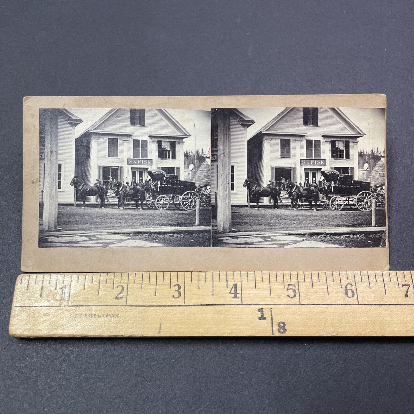 Antique 1870s SK Fisk Watchmaker Lisbon New Hampshire Stereoview Photo Card 1956