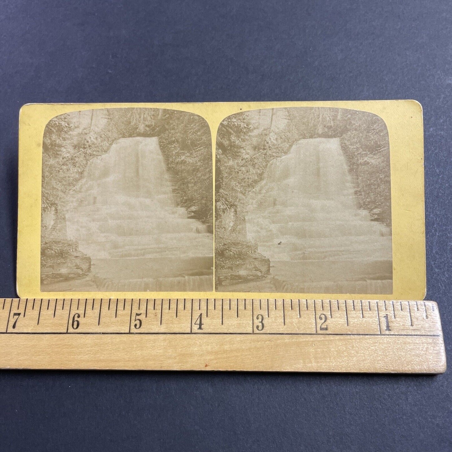 Antique 1870s Indian Chimney Falls Lansing NY Stereoview Photo Card P1980-12