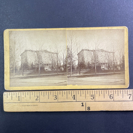 Victorian Mansion Huron Street Ann Arbor Michigan Stereoview Antique c1860s Y465