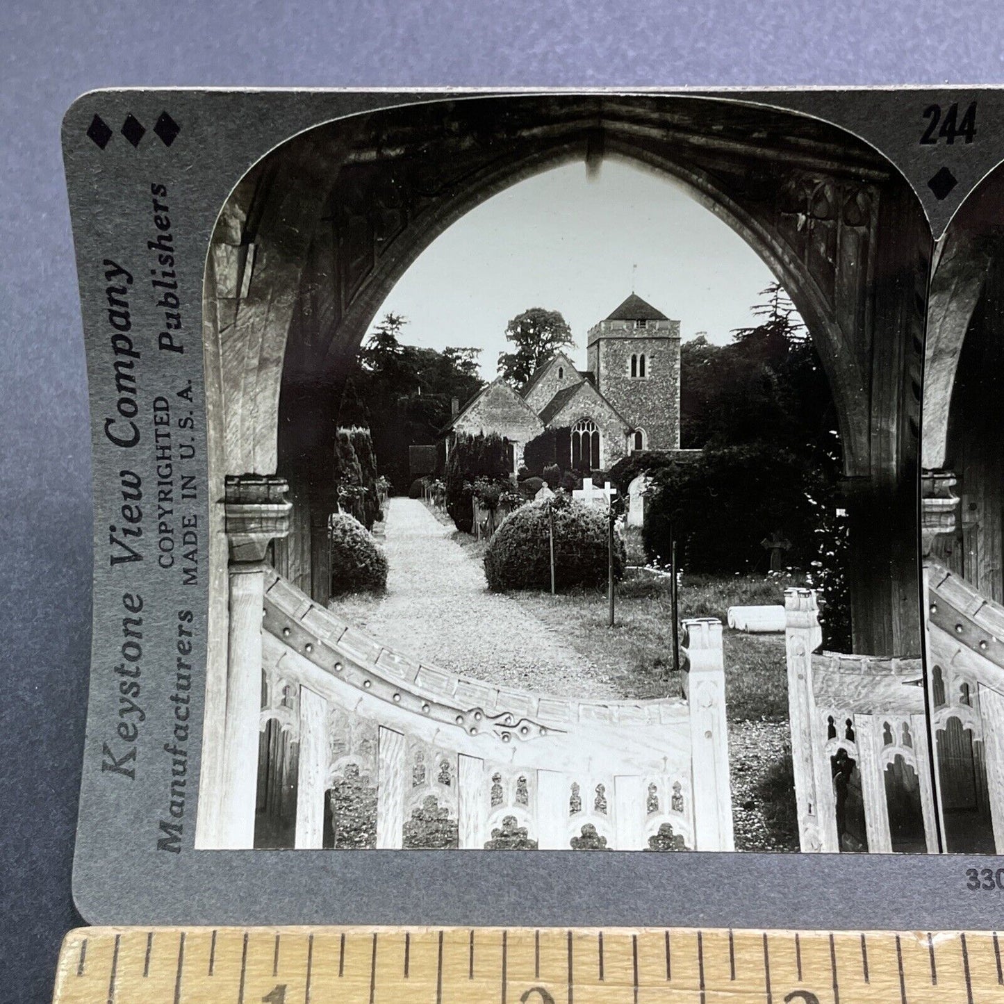 Antique 1920s Stoke Poges Buckinghamshire England Stereoview Photo Card V2965