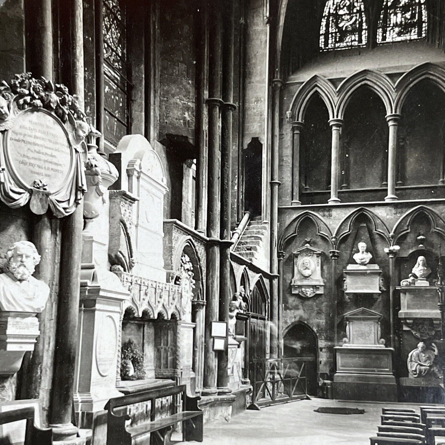 Antique 1901 Poets Corner Westminster Abbey London Stereoview Photo Card P4555