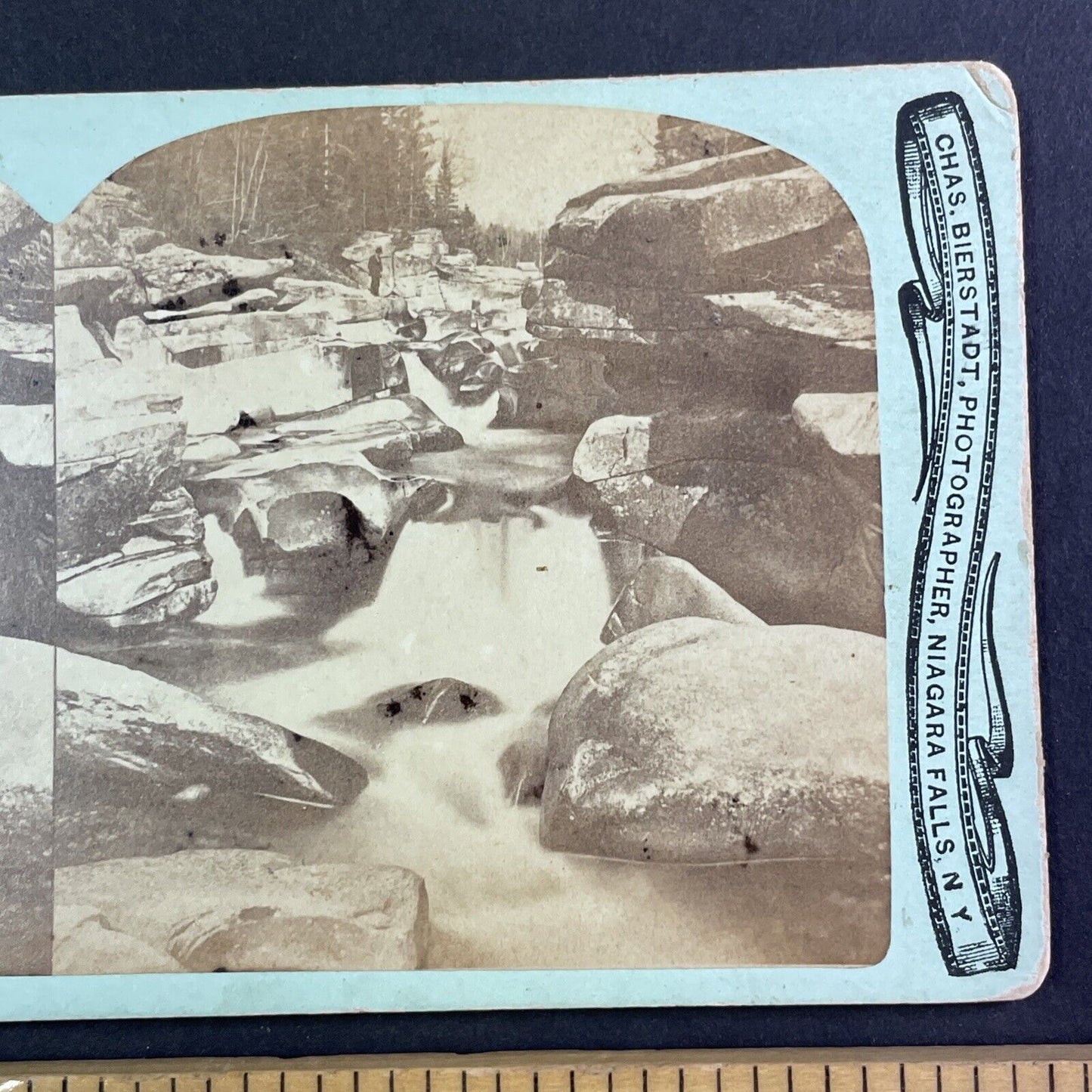 Upper Ammonoosuc Falls Stereoview New Hampshire Charles Bierstadt c1870s Y953