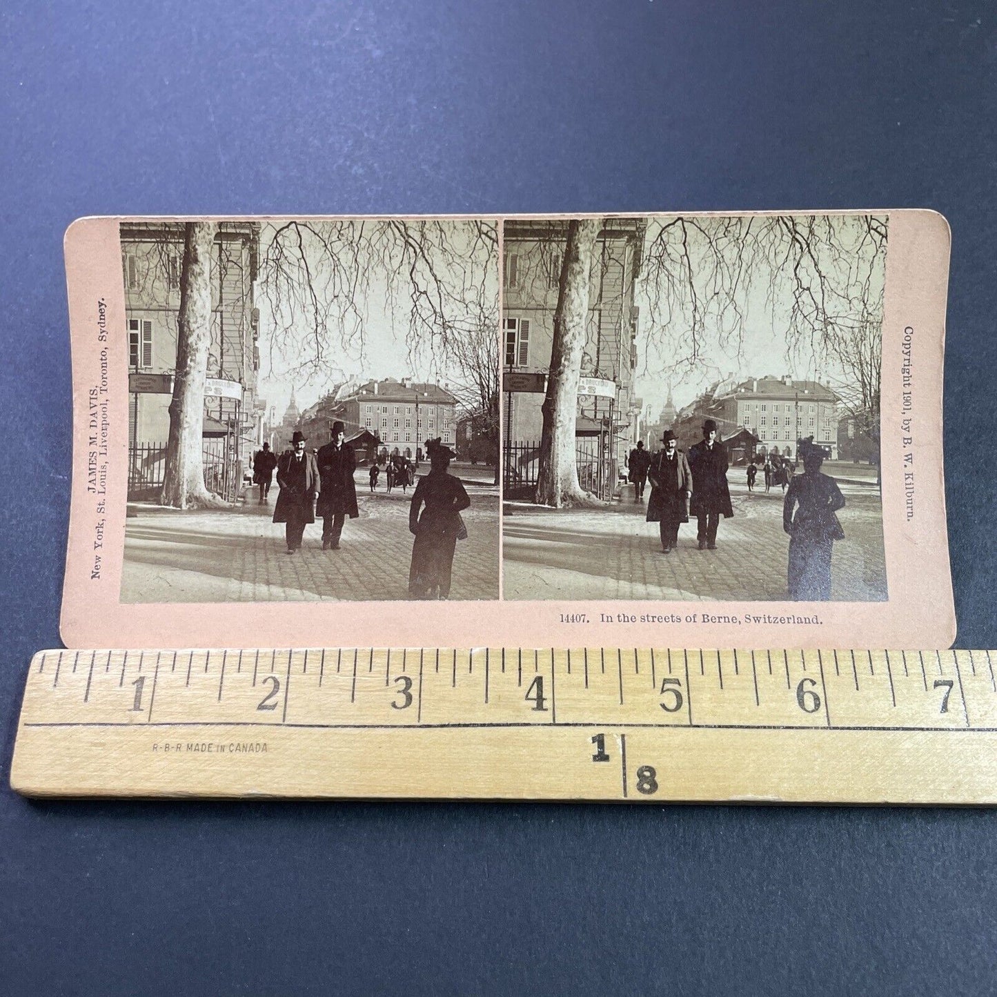 Antique 1901 Businessmen In Bern Switzerland Stereoview Photo Card P3940