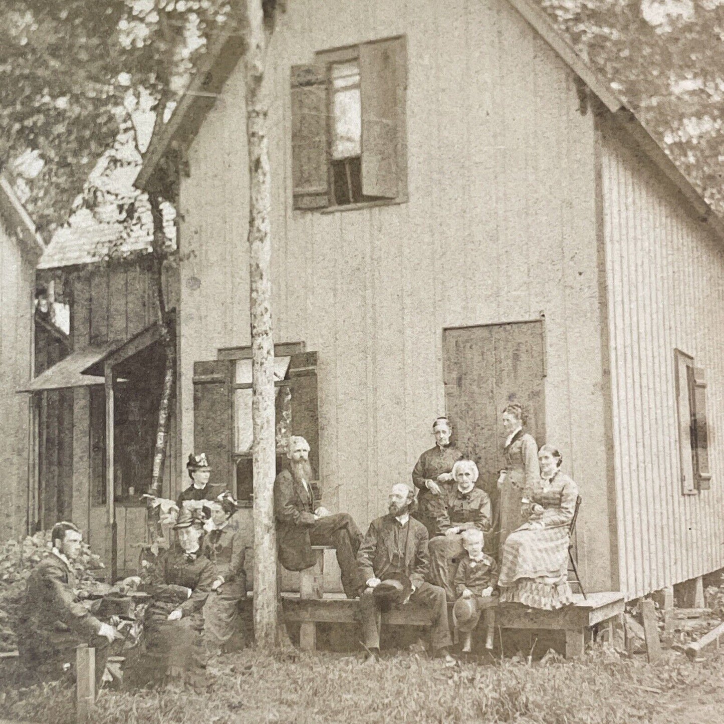 John Heyl Vincent Stereoview Chautauqua New York Cottage Antique c1875 X1241