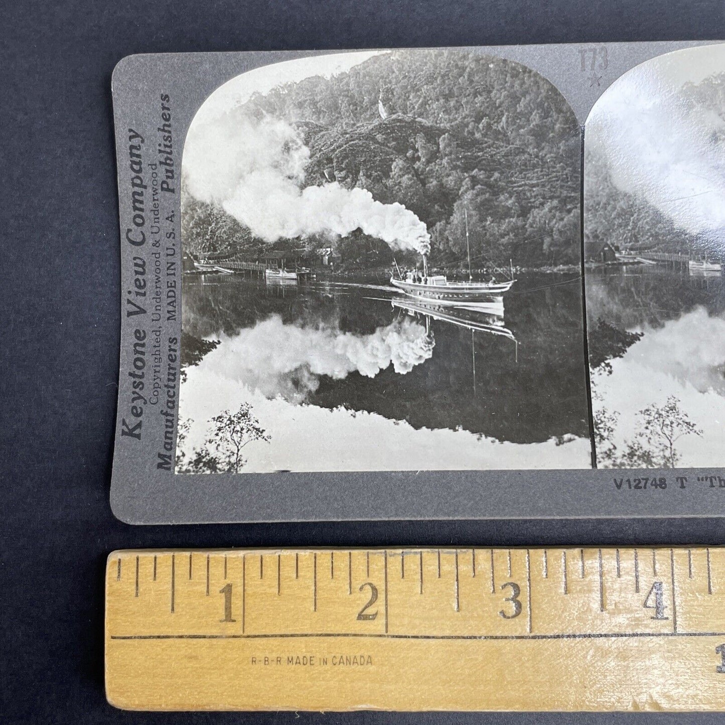 Antique 1908 Loch Katrine Passenger Steamship Stereoview Photo Card P943