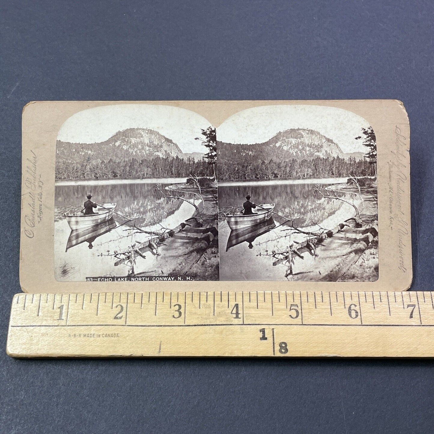 Antique 1880s Echo Lake North Conway NH Stereoview Photo Card V1786