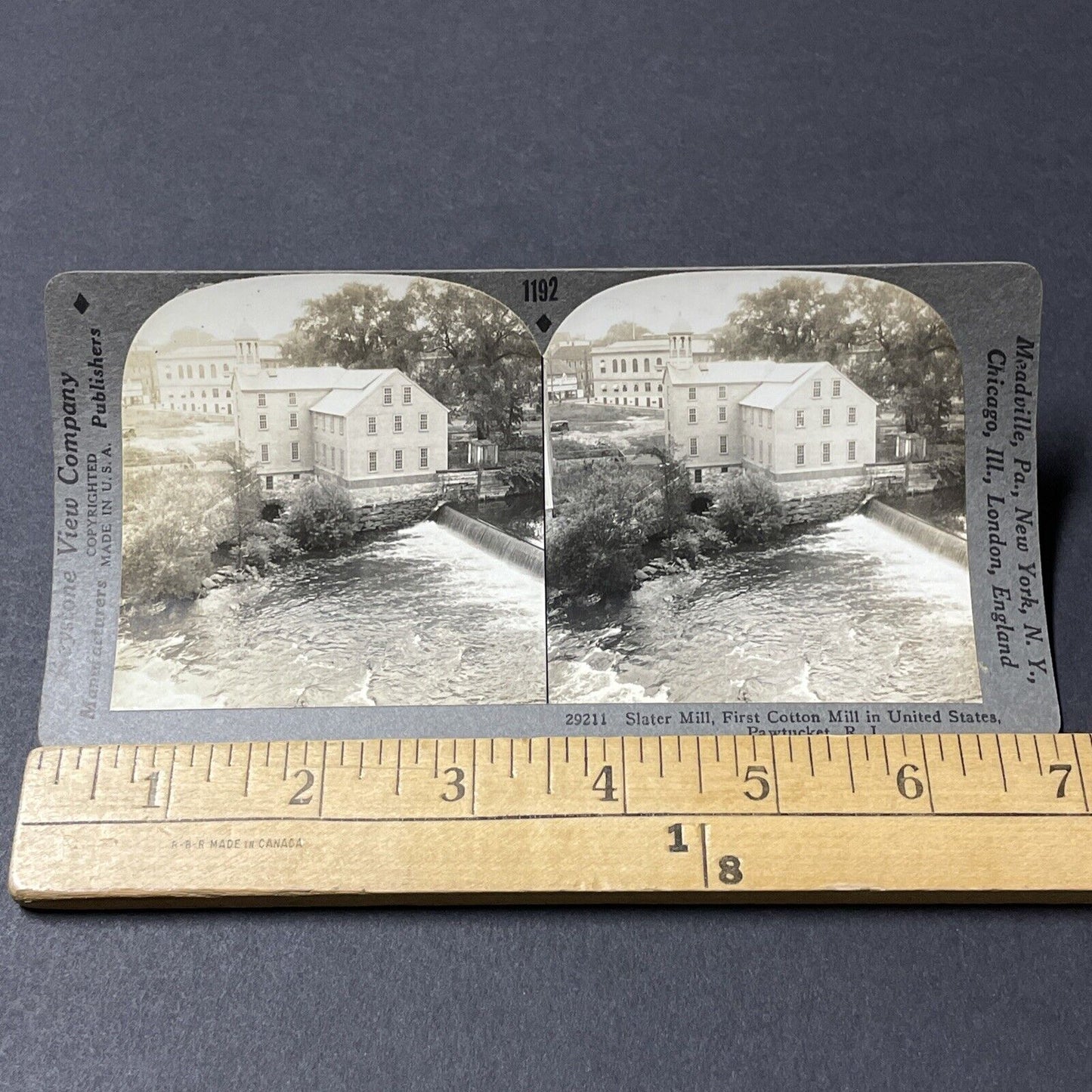 Antique 1910s Cotton Mill Pawtucket Rhode Island Stereoview Photo Card V2638