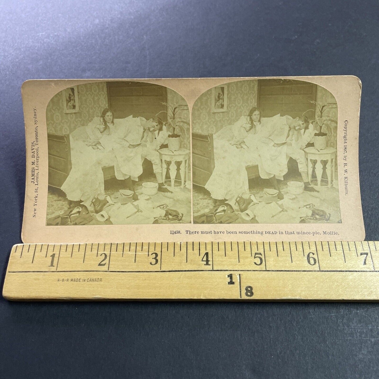 Antique 1897 Man Suffers From Illness At Bedside Stereoview Photo Card P4055