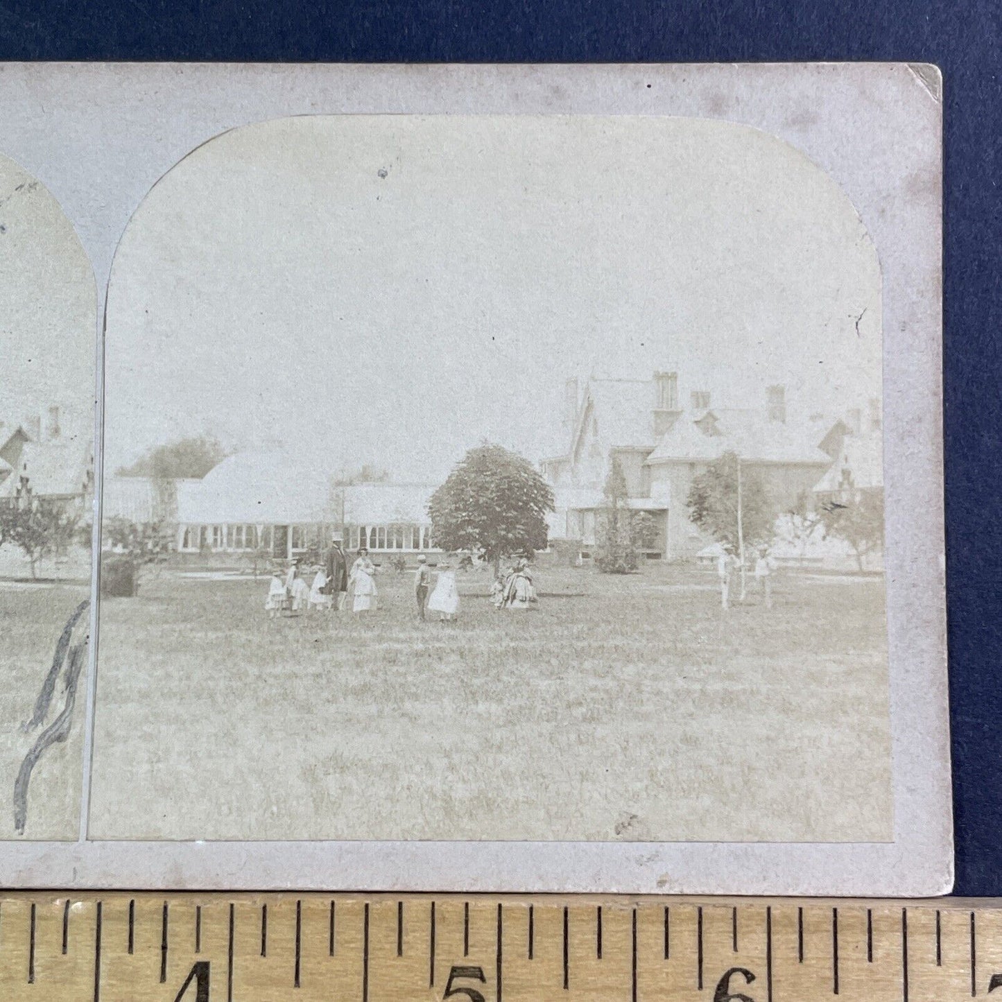 Wealthy Family At Victorian Mansion House Stereoview Antique c1865 X1660