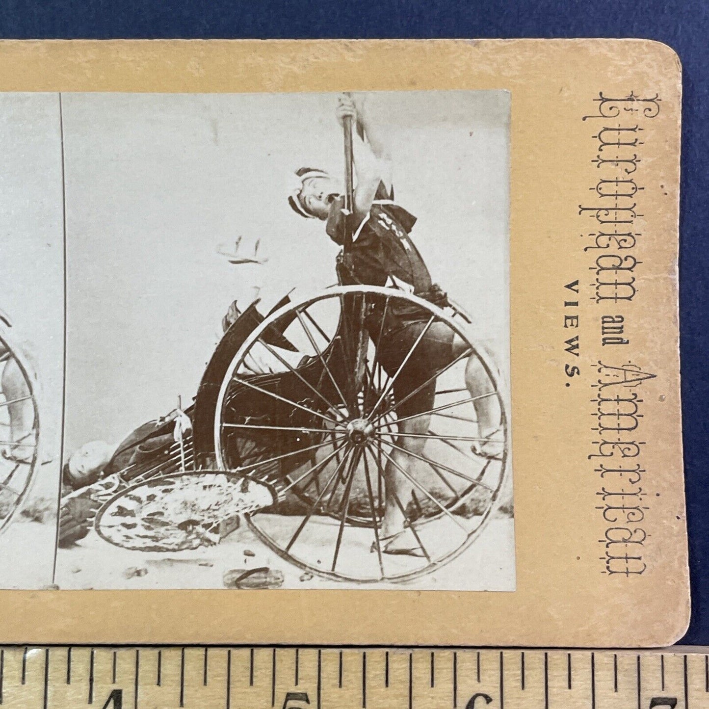 Japanese Carriage Accident Stereoview Kusakabe Kimbei Antique c1870 X3111 RARE