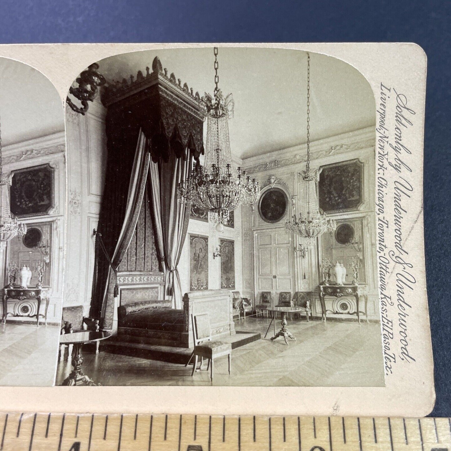 Antique 1890s Queen Victoria's Bedroom England Stereoview Photo Card P3819