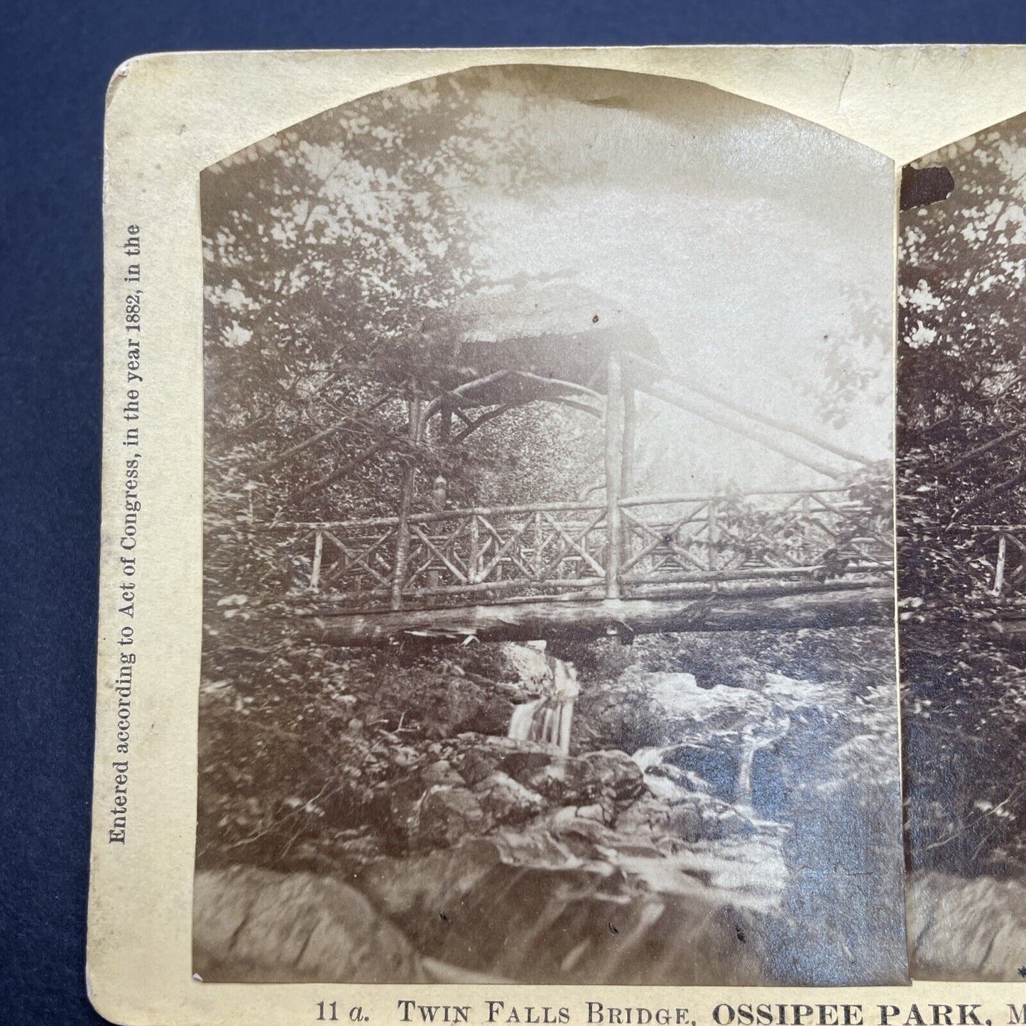 Antique 1882 Wood Bridge Moultonborough New Hampshire Stereoview Photo Card 1710