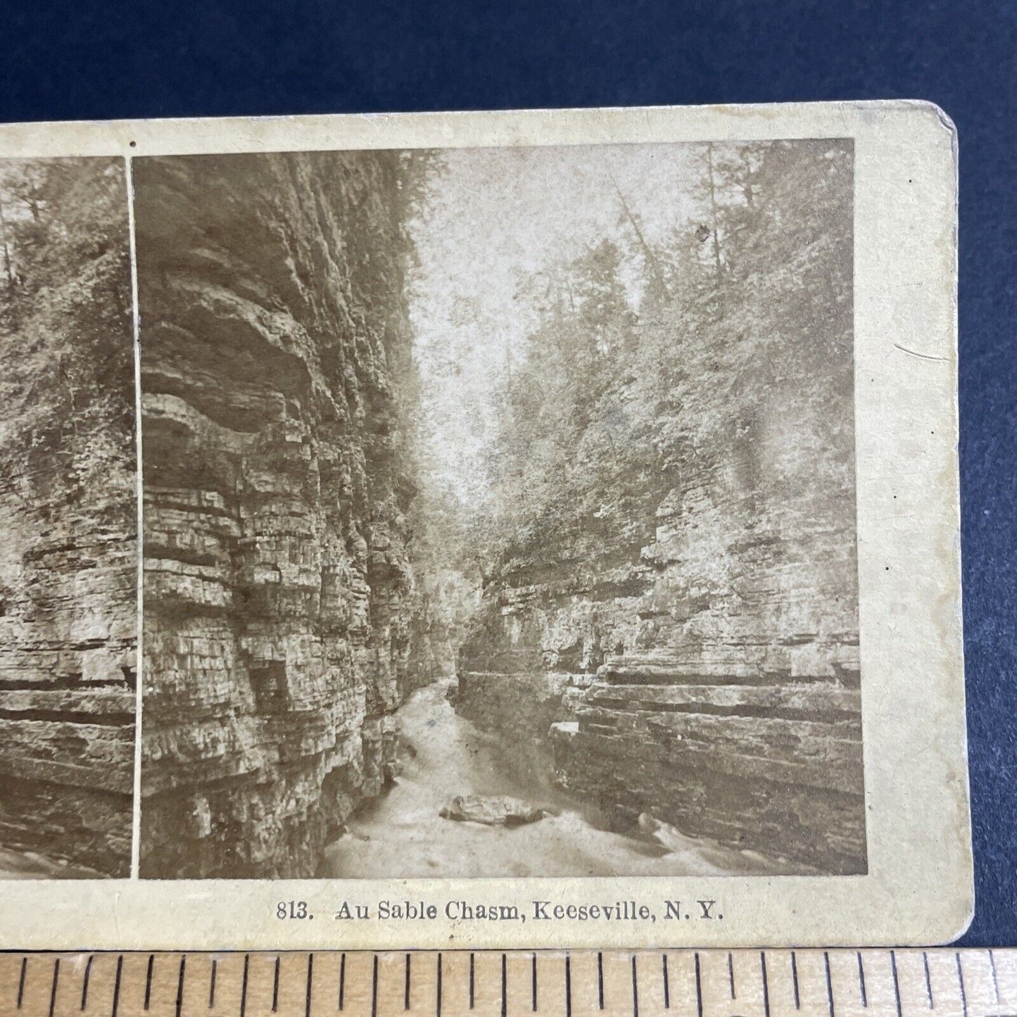 Antique 1870s Ausable Chasm Keeseville New York Stereoview Photo Card P4796