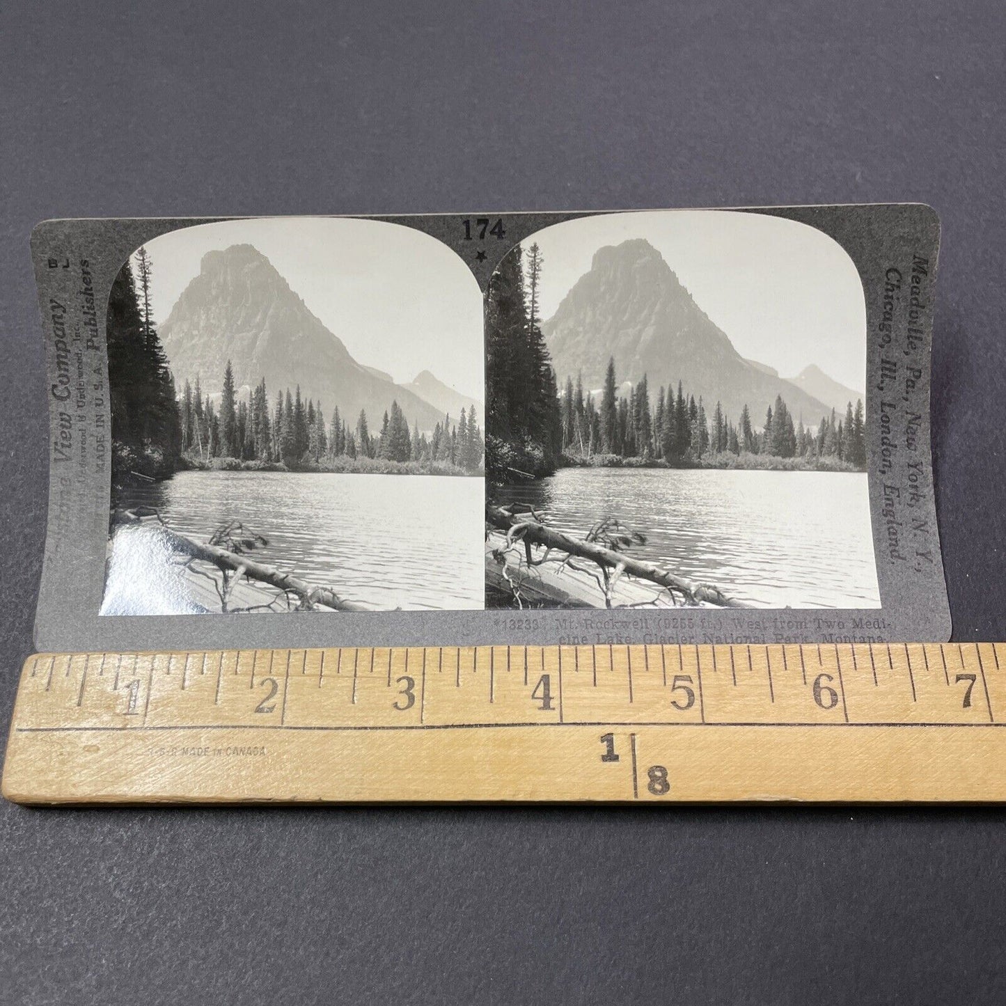 Antique 1910s Mount Rockwell Glacier Park Montana Stereoview Photo Card V2169