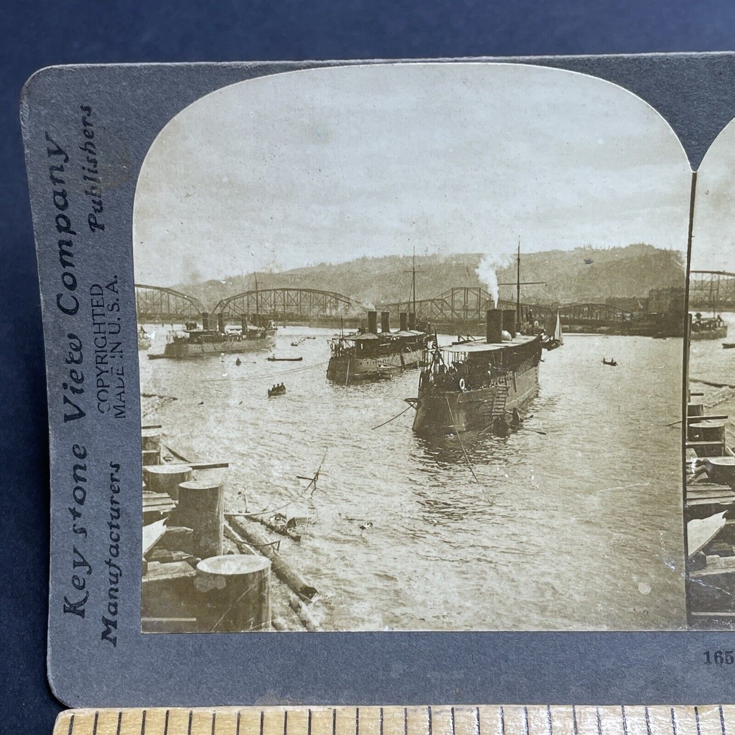 Antique 1916 US Navy Torpedo War Boats Portland OR Stereoview Photo Card P2011