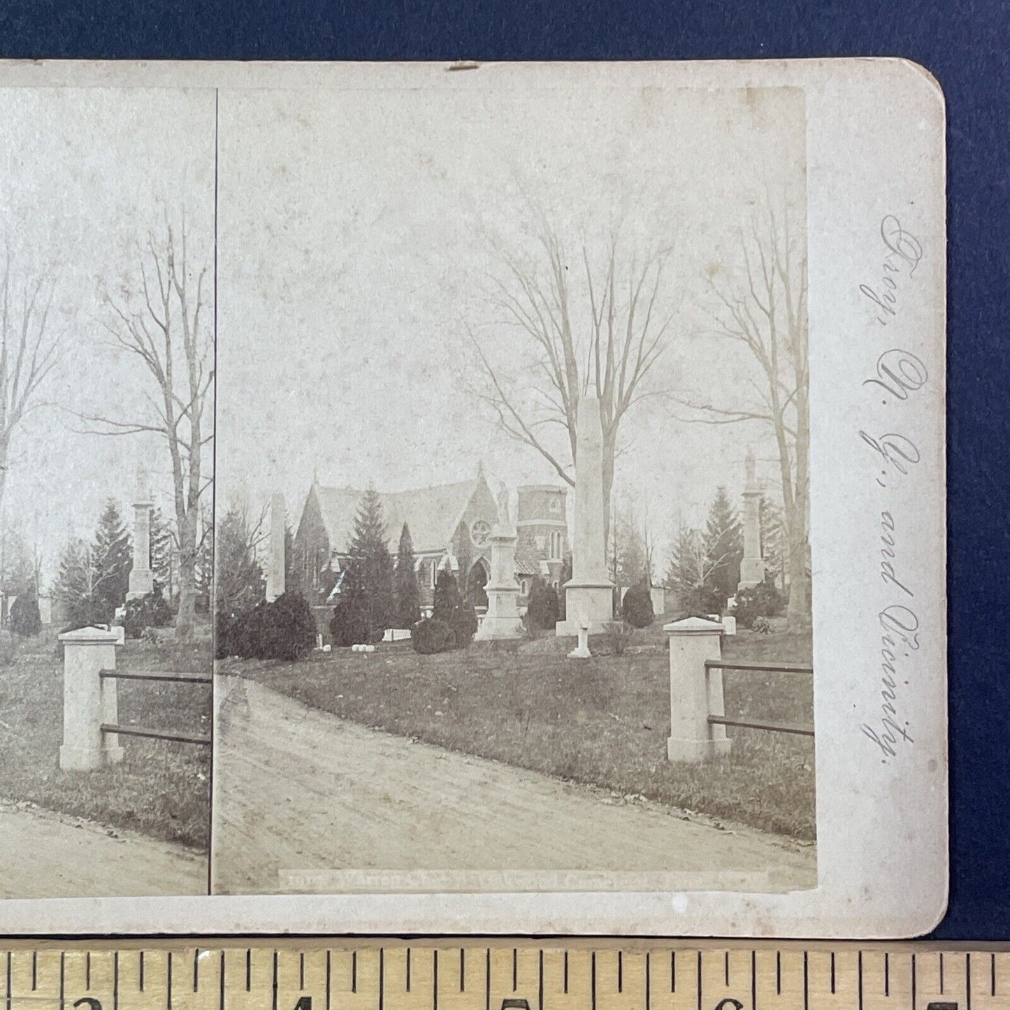 Warren Family Mortuary Chapel Troy New York Stereoview Antique c1880s Y996