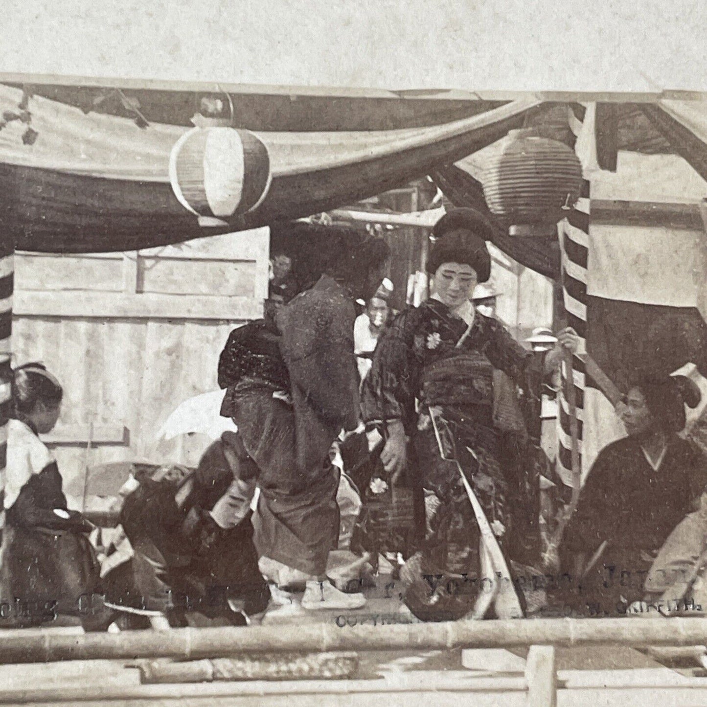 Women Dancing In Japan Geishas Stereoview GW Griffith Antique c1898 X3179