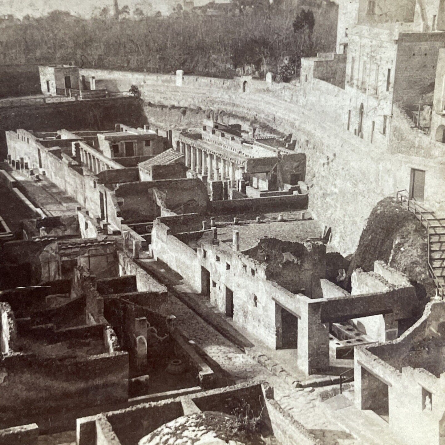 Antique 1898 Herculaneum Naples Italy Stereoview Photo Card P4582