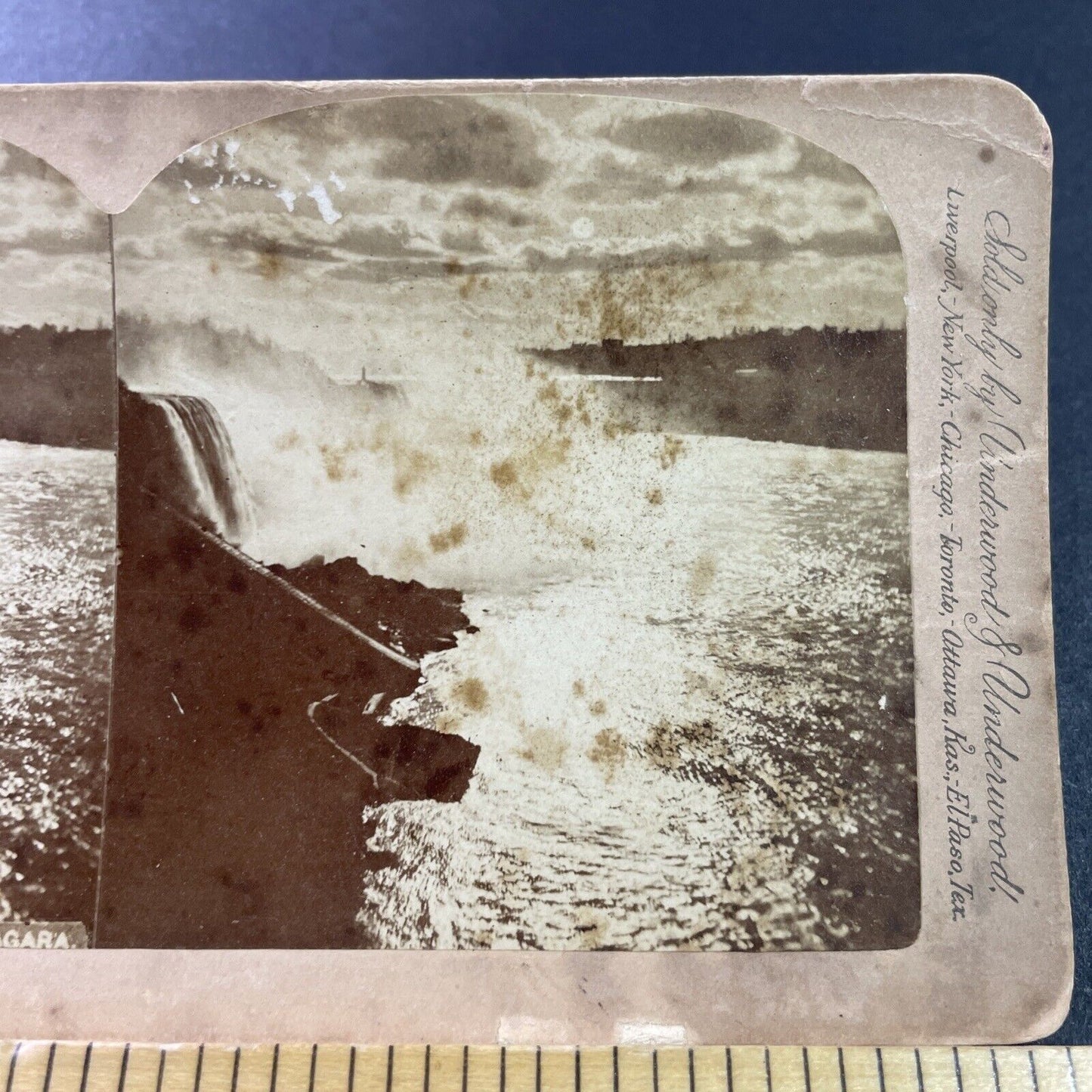 Antique 1880s Niagara Falls New York At Dusk Stereoview Photo Card P3305