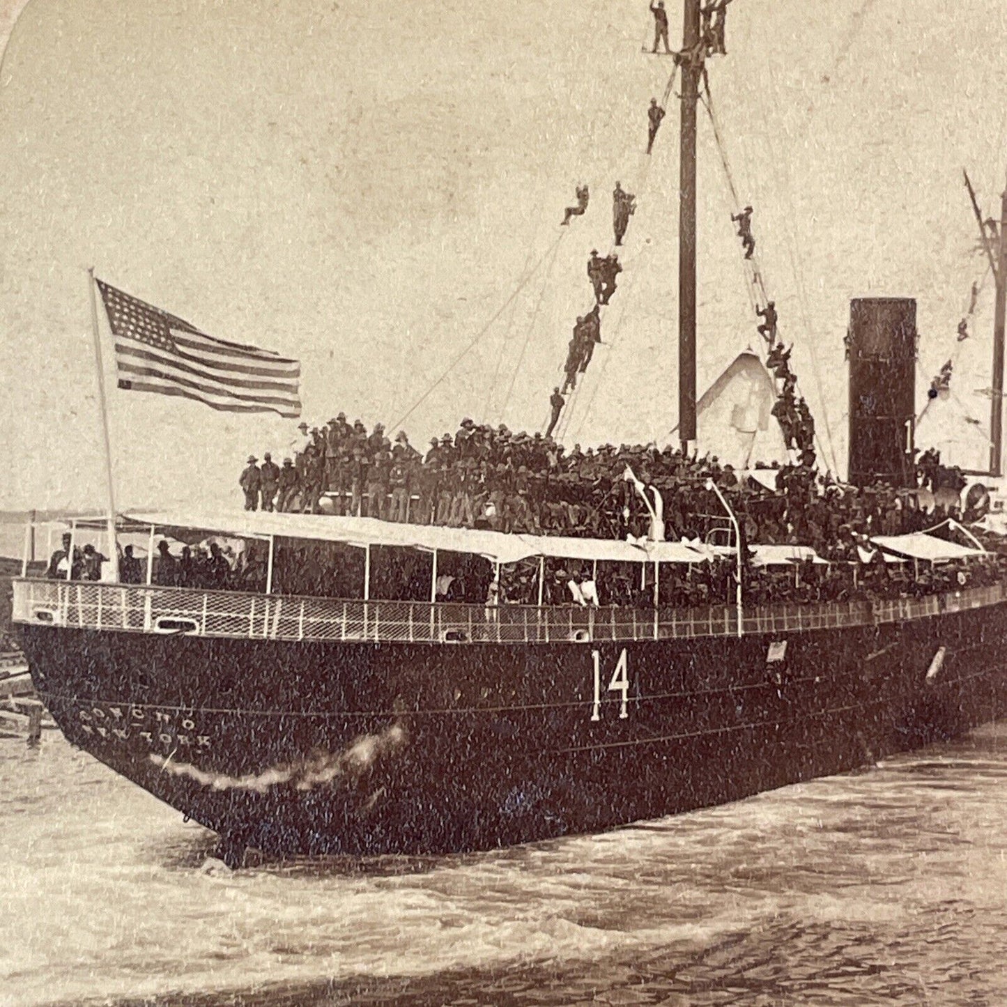 SS Concho Mallory Line Steamer Ship Stereoview New York Antique c1898 X2612