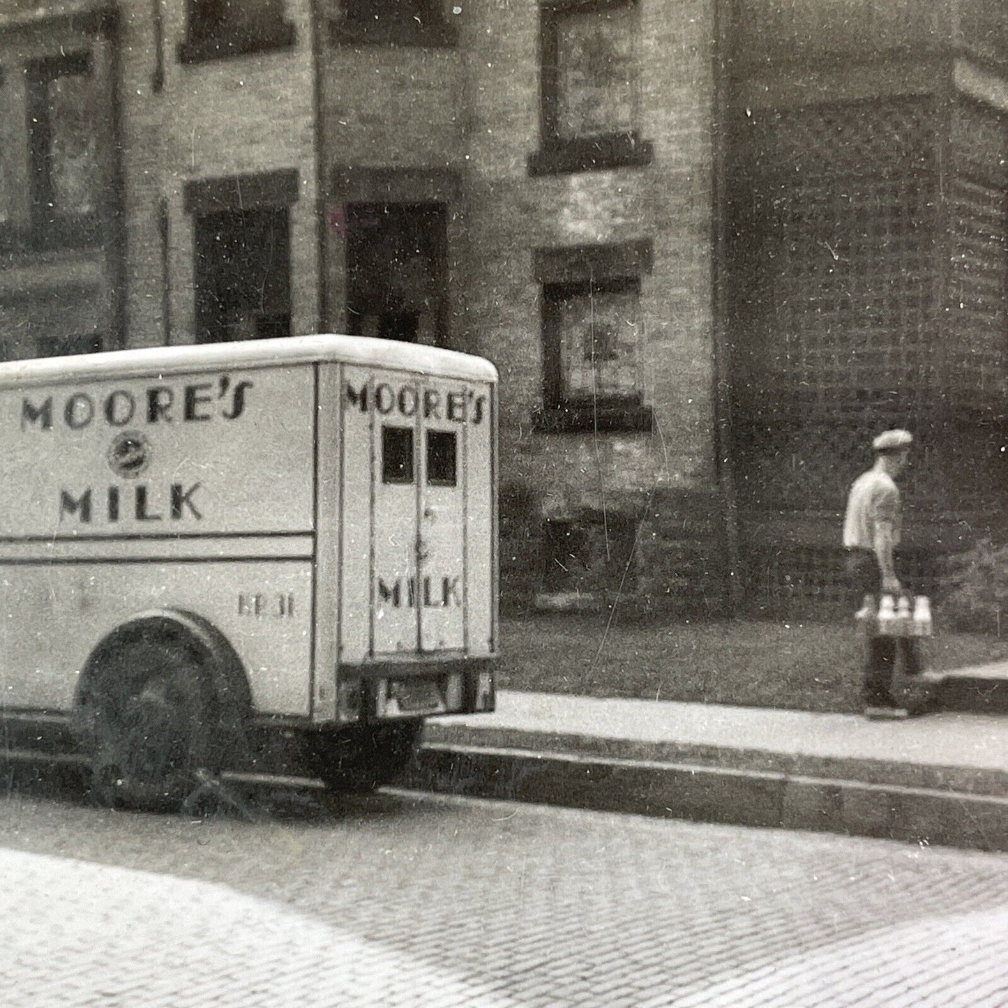 Moore's Milk Dairy Truck Columbus Ohio Stereoview Antique c1920s Y1373