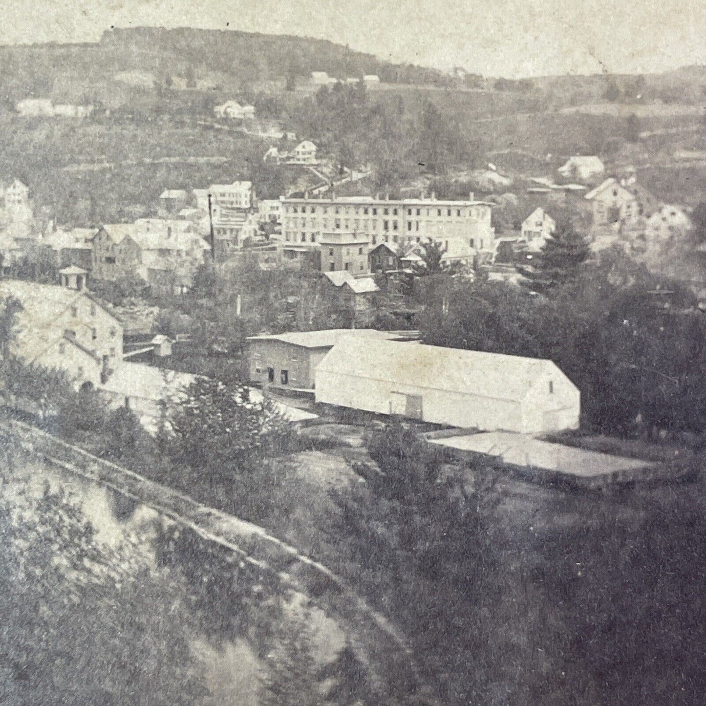 Wilton New Hampshire Town View Stereoview S.R. Hanaford Antique c1870s Y936