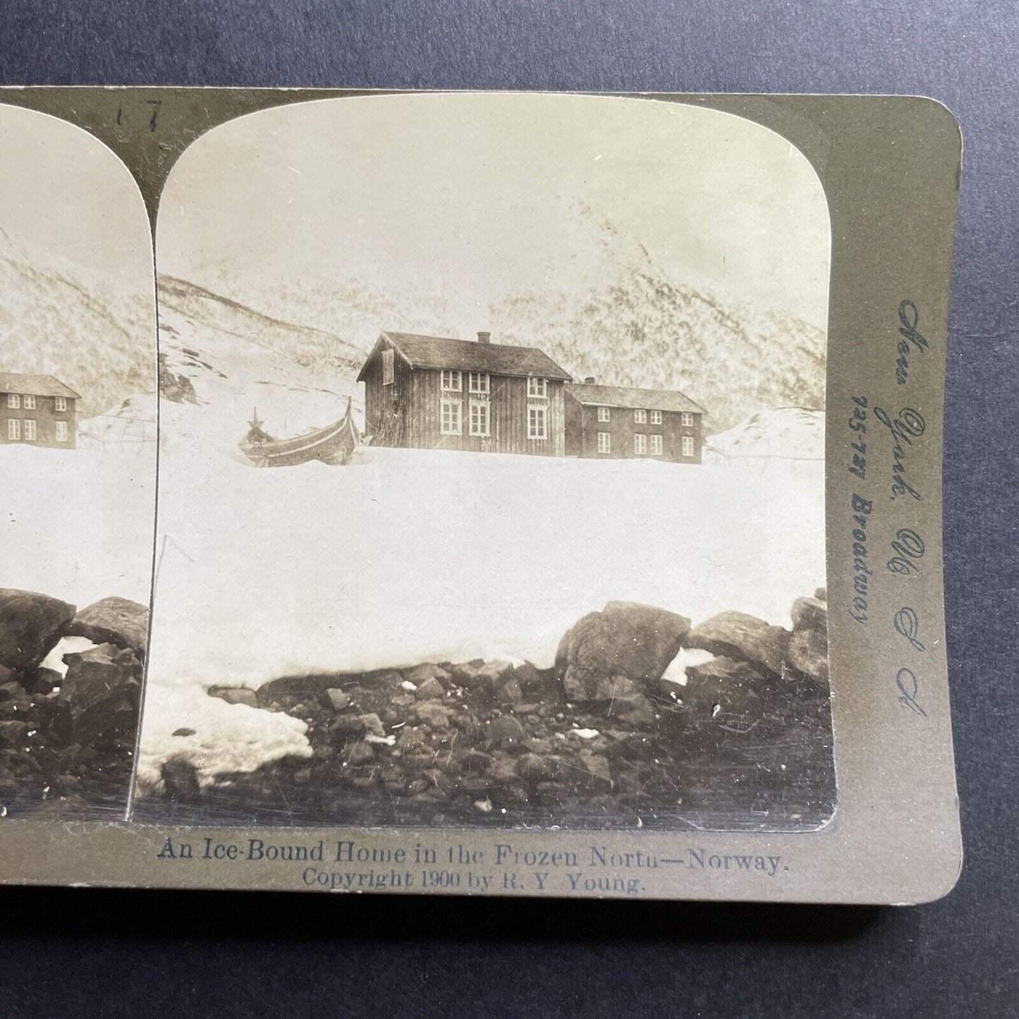 Antique 1900 A House In Honningsvag Norway Stereoview Photo Card P1715