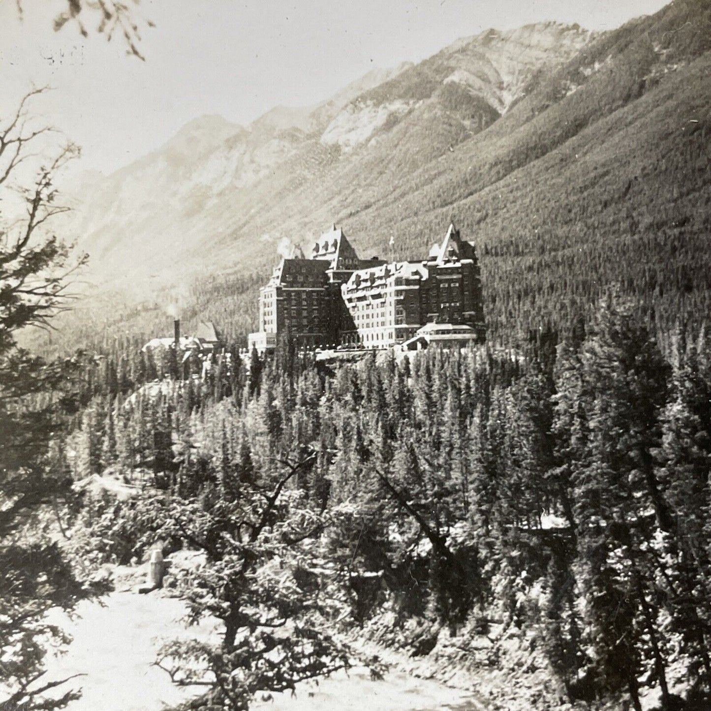 Antique 1910s Fairmont Banff Springs Hotel Alberta Stereoview Photo Card V2646